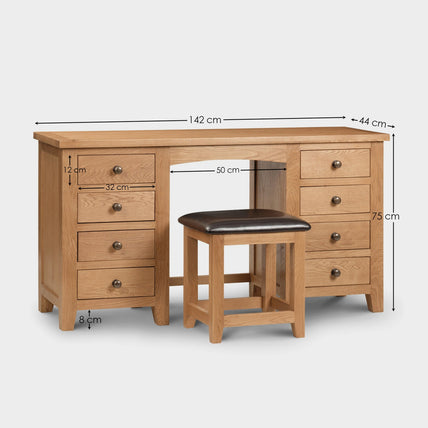 Myrtle Twin Pedestal Dressing Table Oak