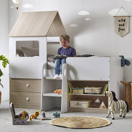 Orionne Midsleeper Bed Pale Wood And White