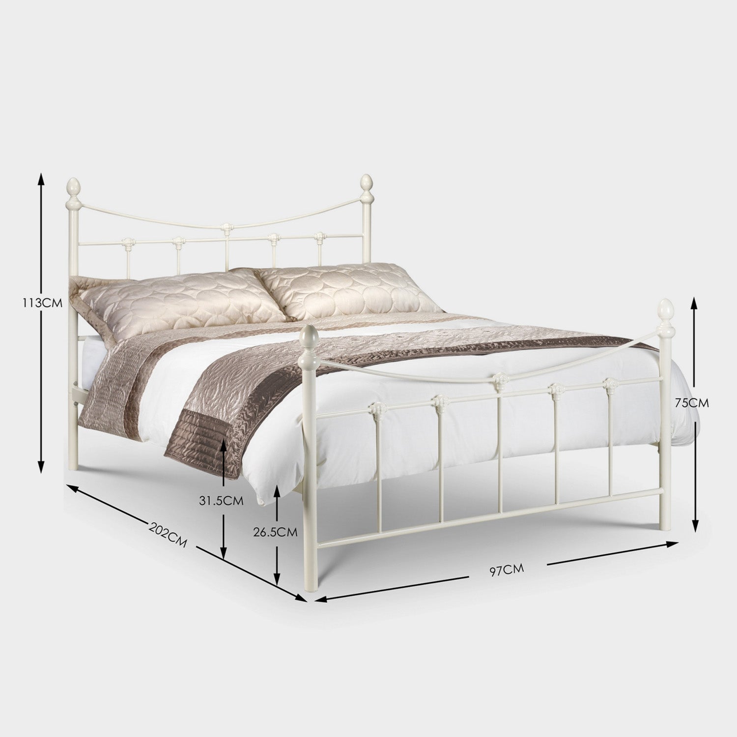 Radcliffe Bed Frame Single Stone White