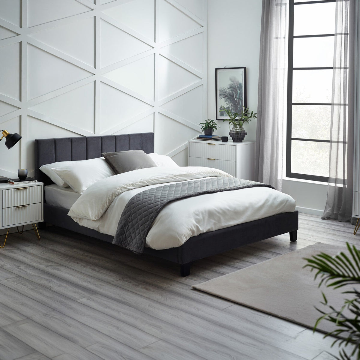 Rhea Bed Frame Single Grey