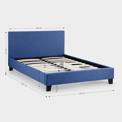 Robin Bed Frame Double Blue Linen