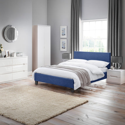 Robin Bed Frame Double Blue Linen