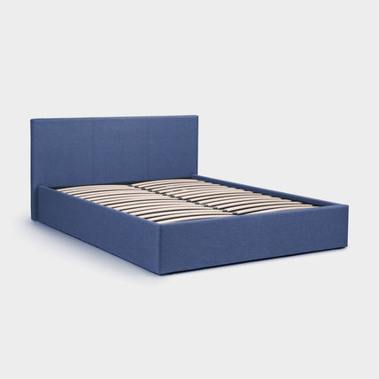 Robin Bed Frame Double Blue Linen Ottoman Storage