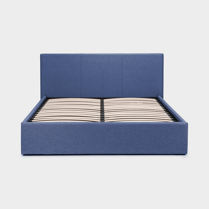 Robin Bed Frame Double Blue Linen Ottoman Storage