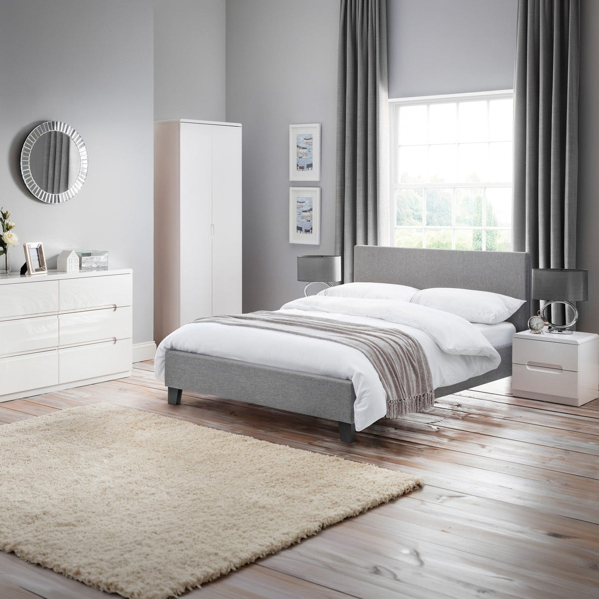 Robin Bed Frame Double Grey Linen