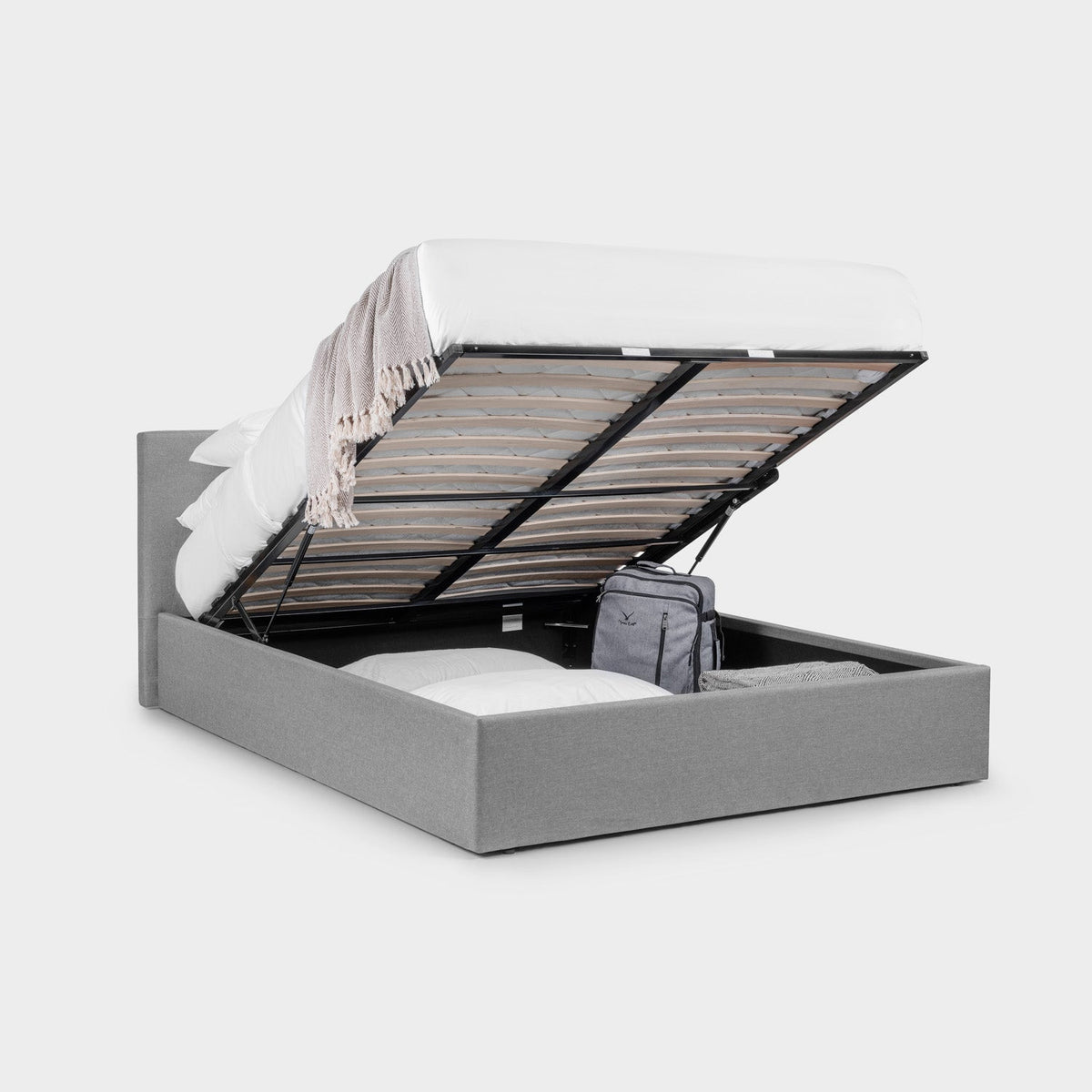 Robin Bed Frame Double Light Grey Ottoman Storage
