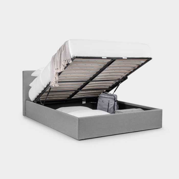 Robin Bed Frame Double Light Grey Ottoman Storage