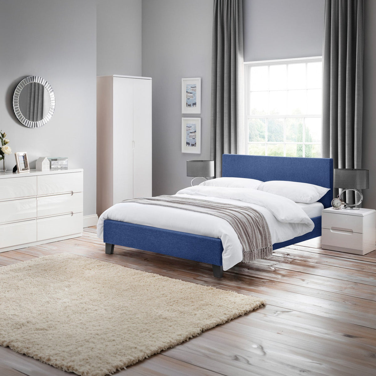 Robin Bed Frame Kingsize Blue Linen