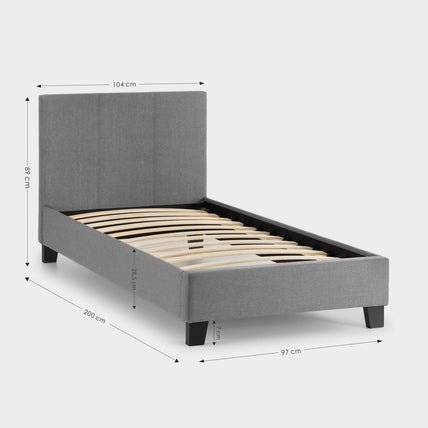Robin Bed Frame Single Grey Linen