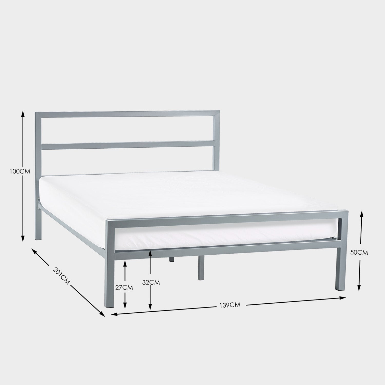 Soieil Bed Frame Double Silver