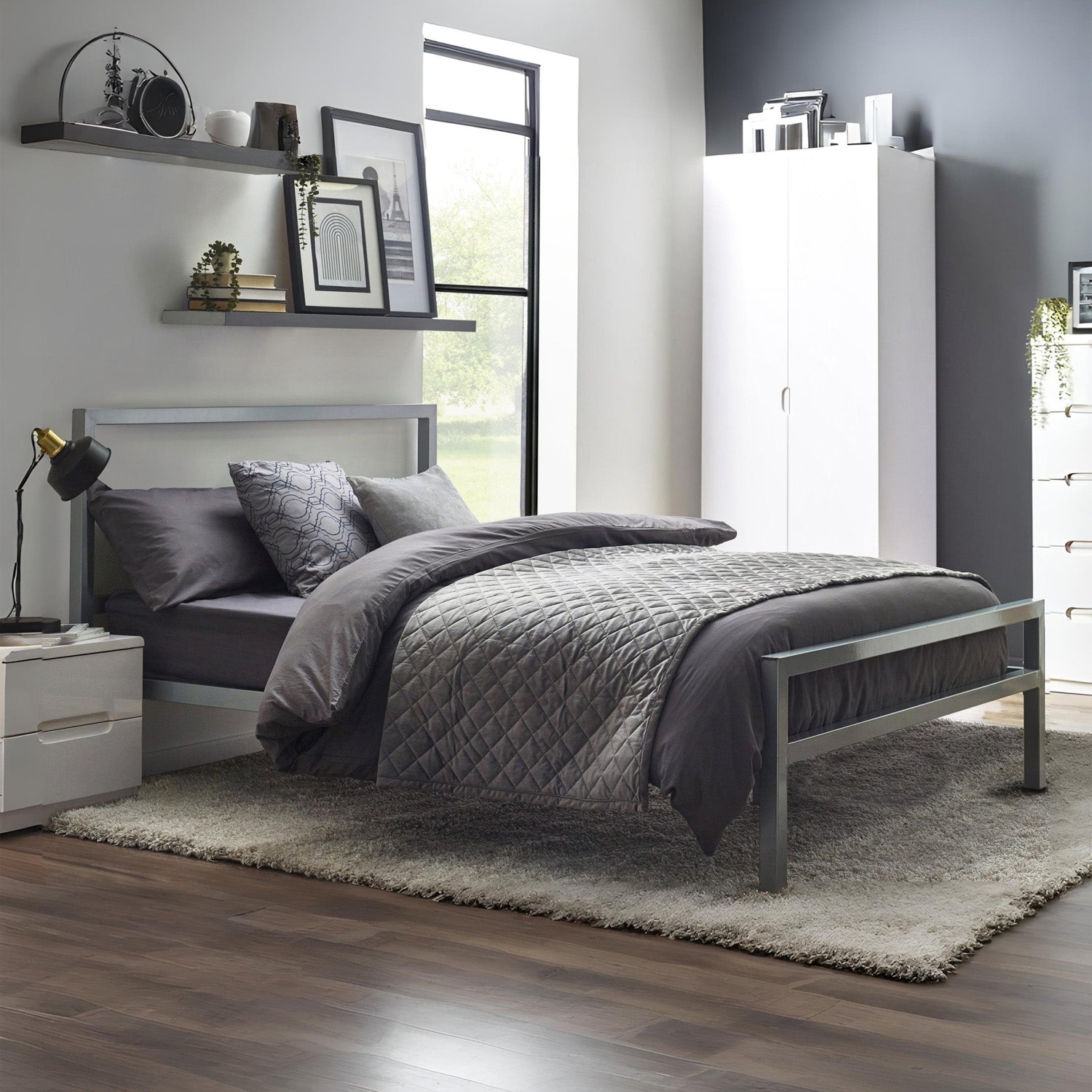 Soieil Bed Frame Double Silver