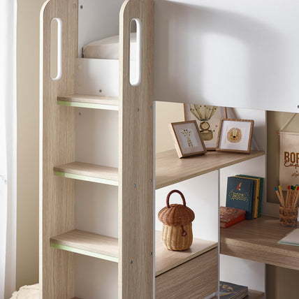 Oasis Highsleeper Bed Wood & White