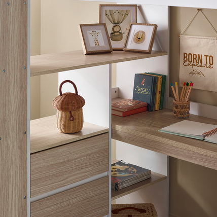 Oasis Highsleeper Bed Wood & White