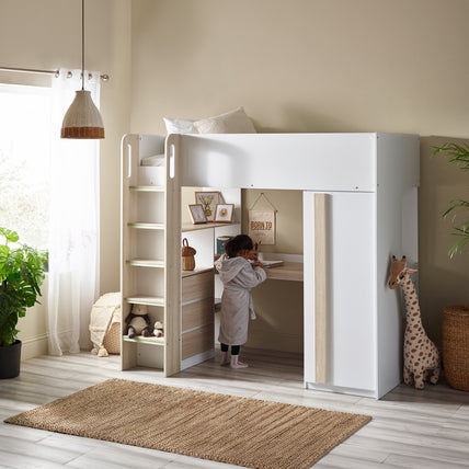 Oasis Highsleeper Bed Wood & White