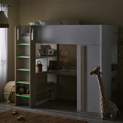 Oasis Highsleeper Bed Wood & White
