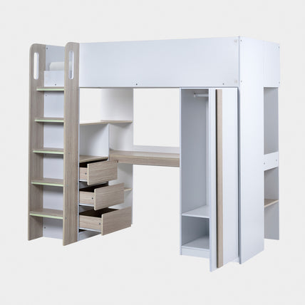 Oasis Highsleeper Bed Wood & White
