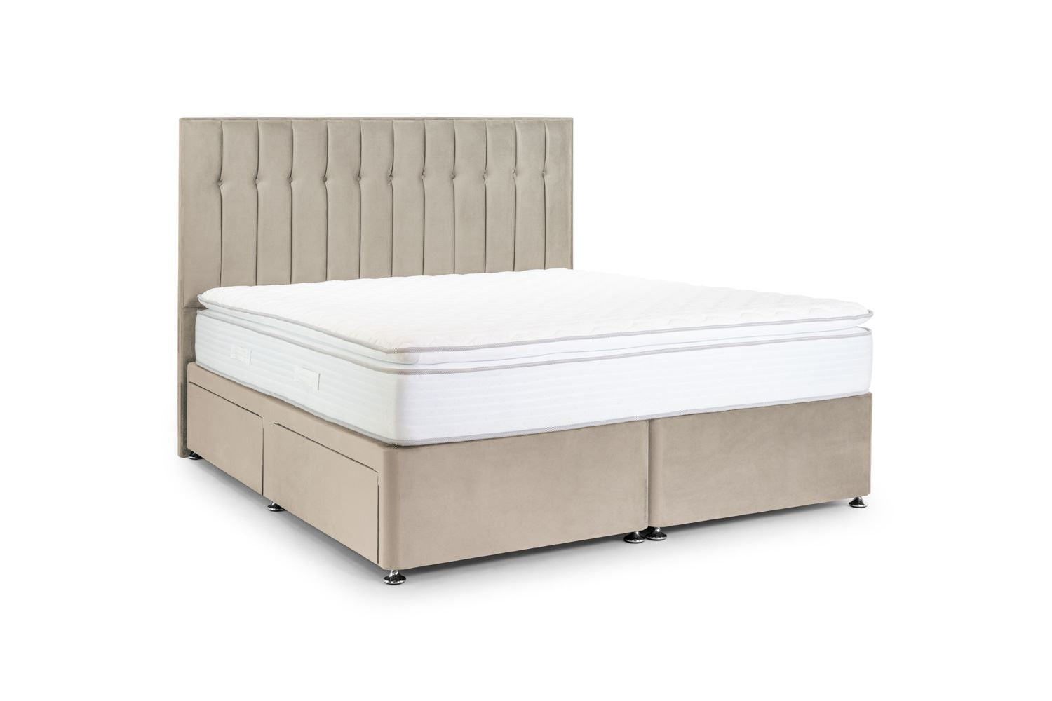 Peri 4 Drawer Bed Double Plush Stone 4 Drawers