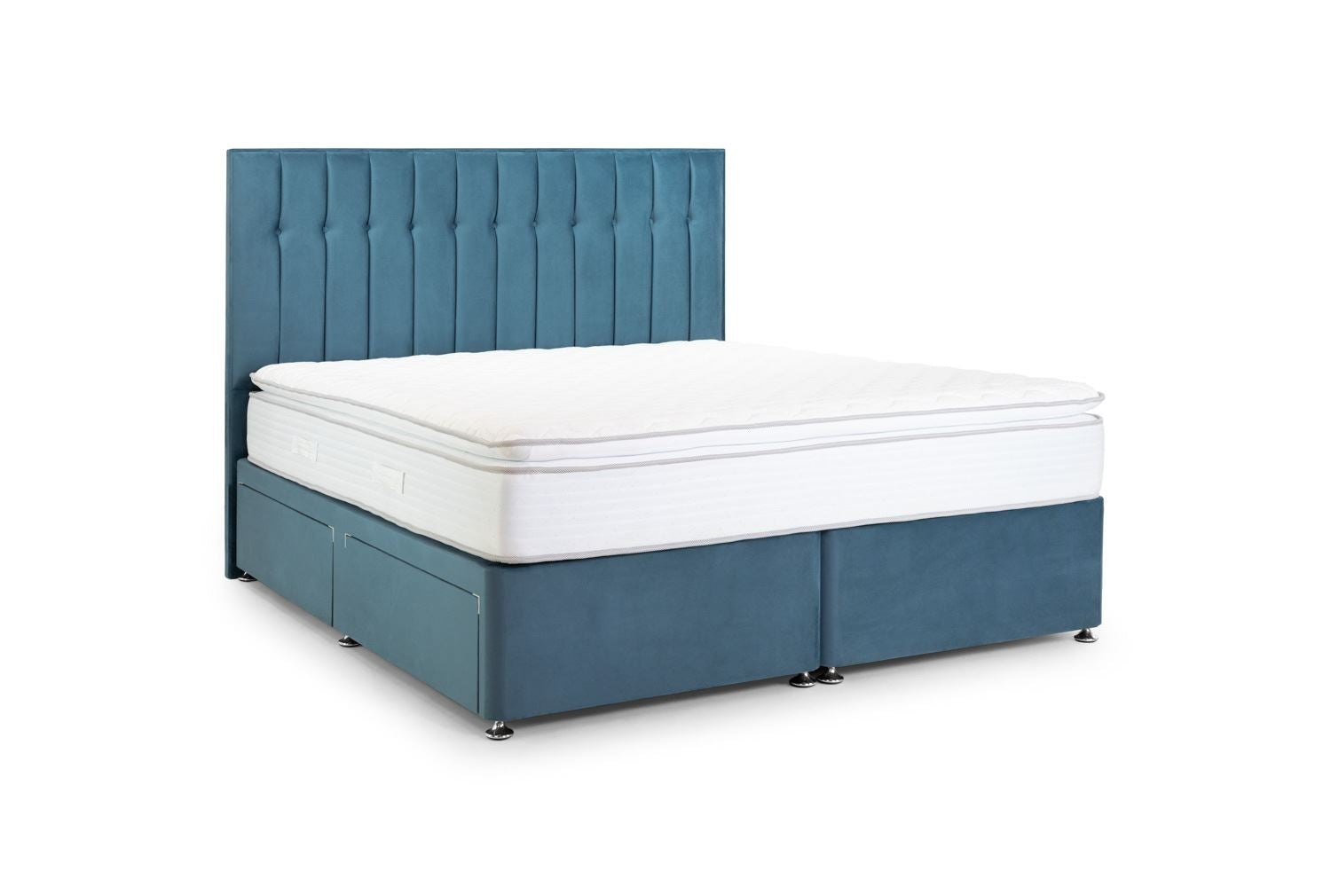 Peri 4 Drawer Bed Double Plush Teal 4 Drawers