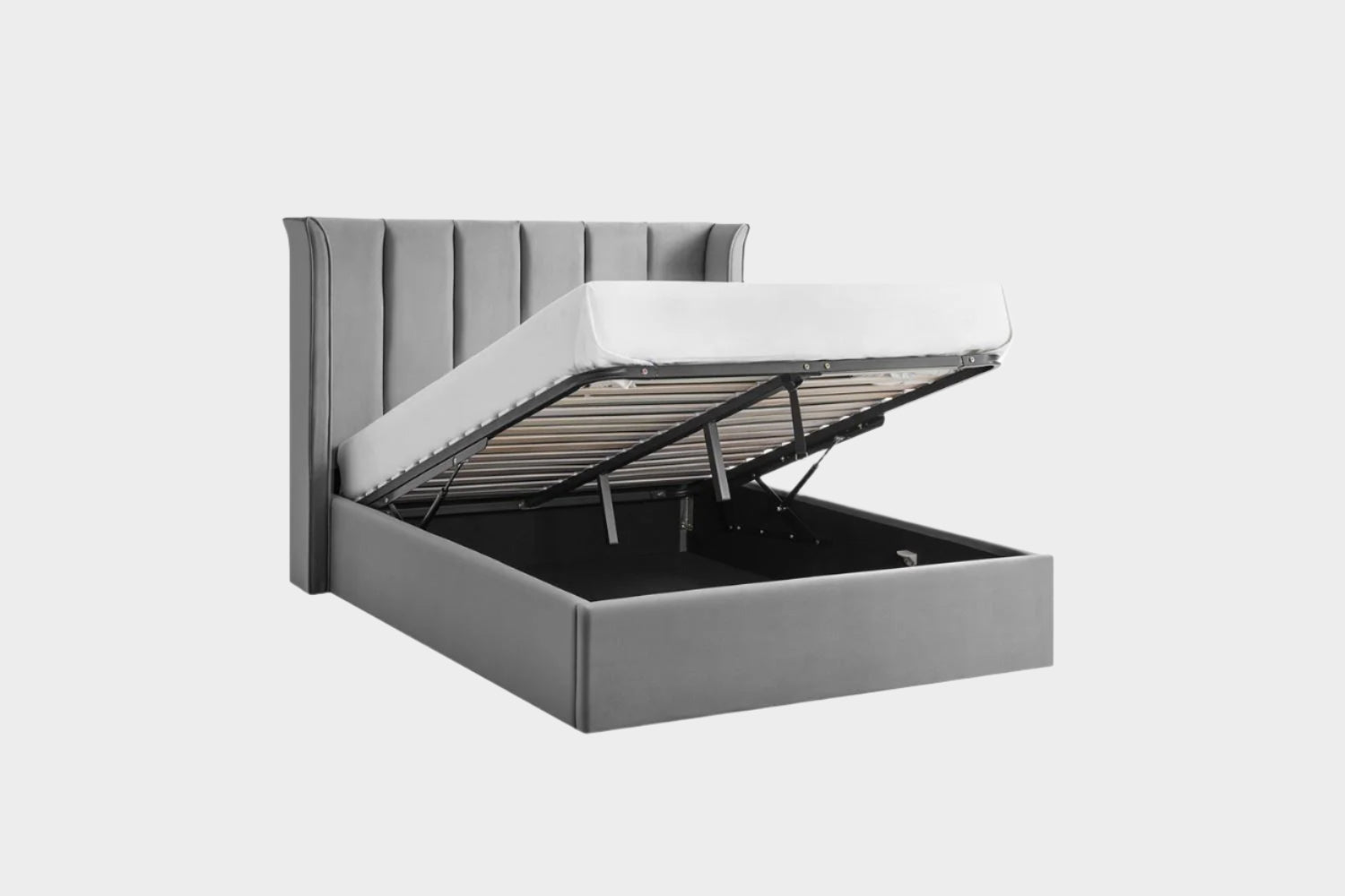 Polaris Storage Bed Frame King Silver