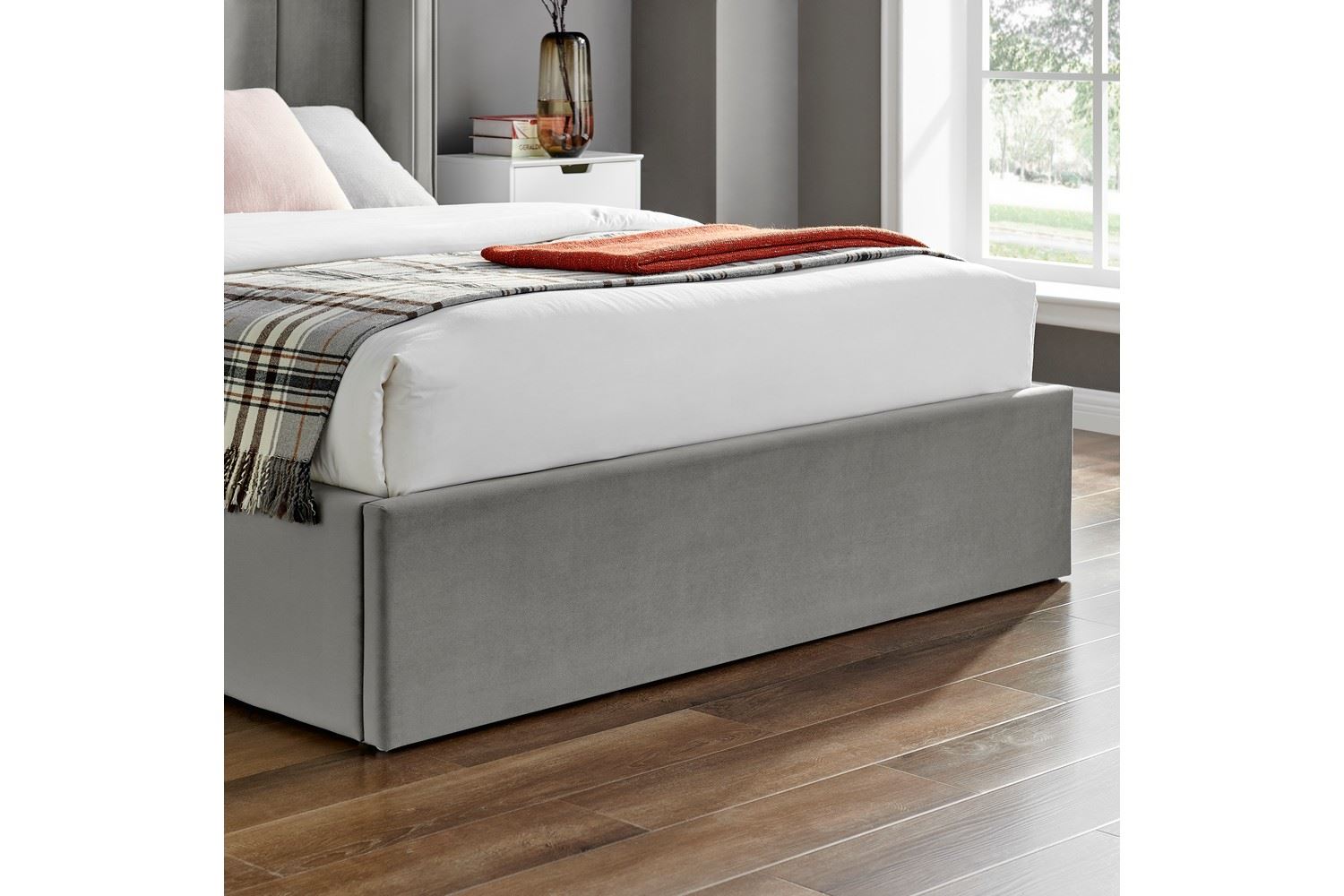 Polaris Storage Bed Frame King Silver