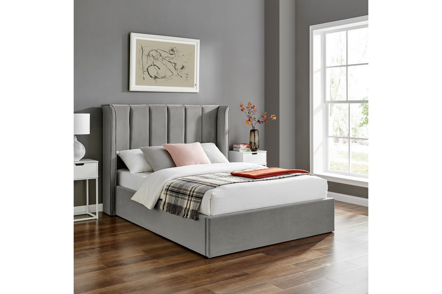 Polaris Storage Bed Frame King Silver