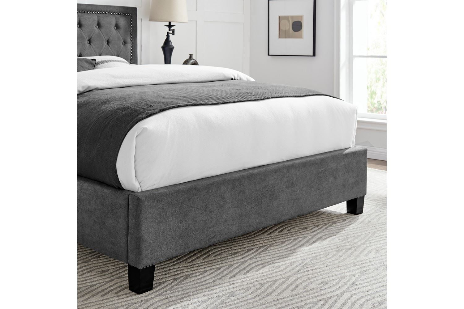 Rhea Bed Frame Double Dark Grey