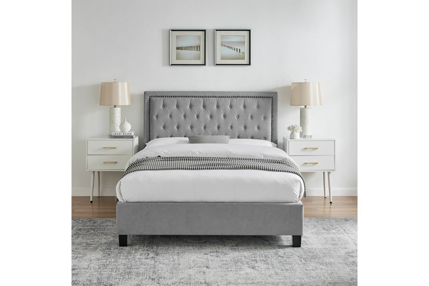 Rhea Bed Frame Double Light Grey