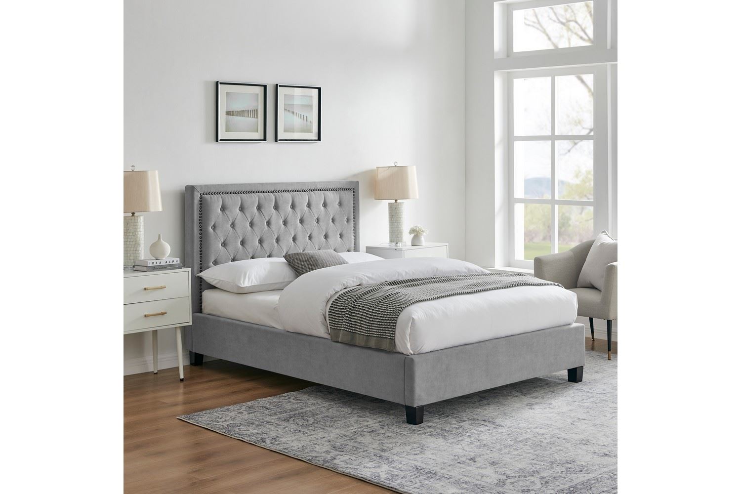 Rhea Bed Frame Double Light Grey