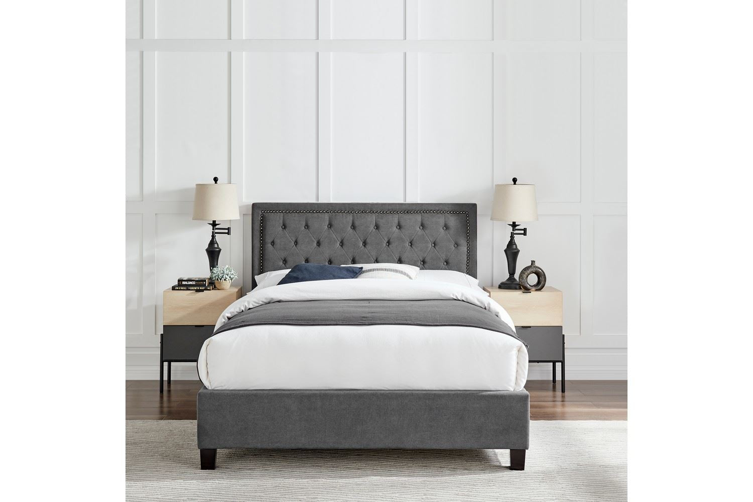 Rhea Bed Frame King Dark Grey