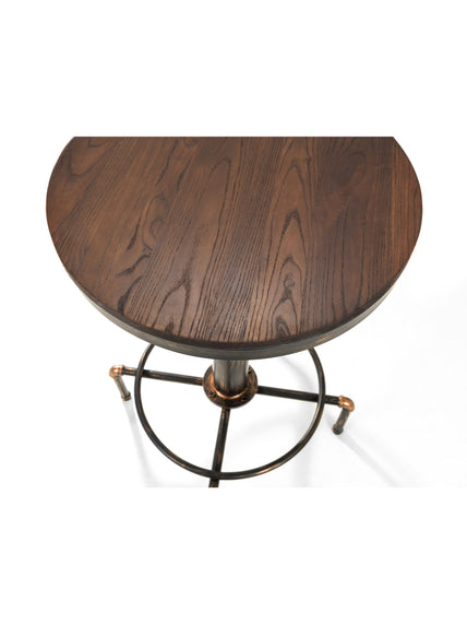 Rockwell Pipework Bar Table Brushed Copper/Rustic Elm
