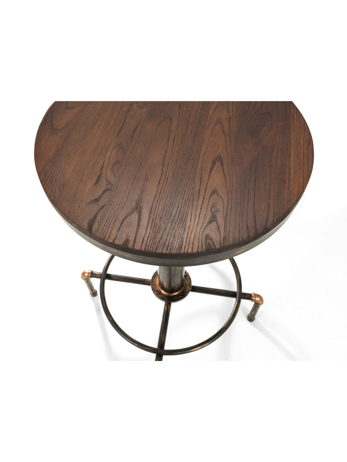 Rockwell Pipework Bar Table Brushed Copper/Rustic Elm