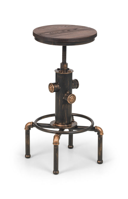 Rockwell Pipework Barstool Brushed Copper/Rustic Elm