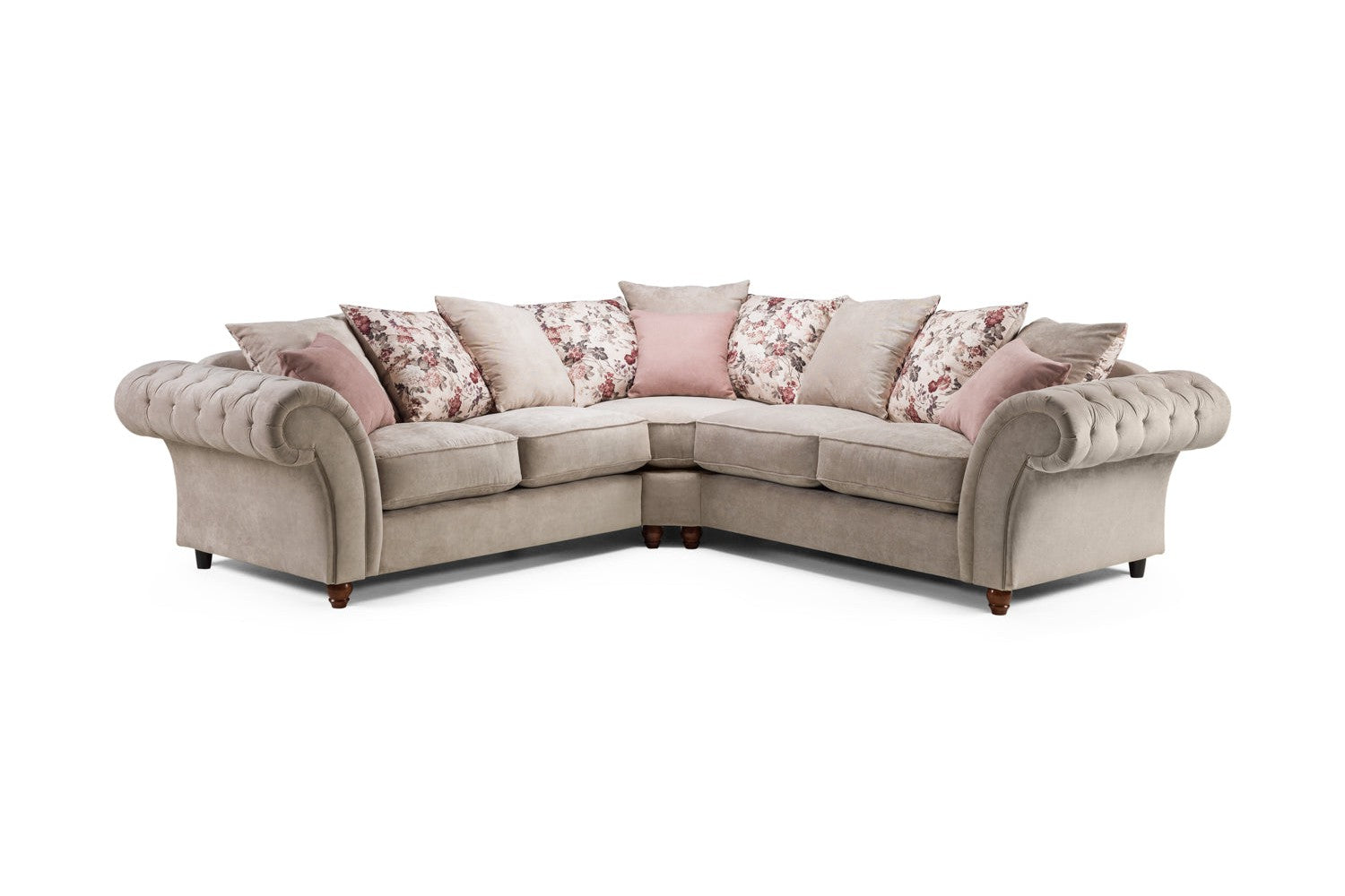 Roma Chesterfield Sofa Beige Large Corner