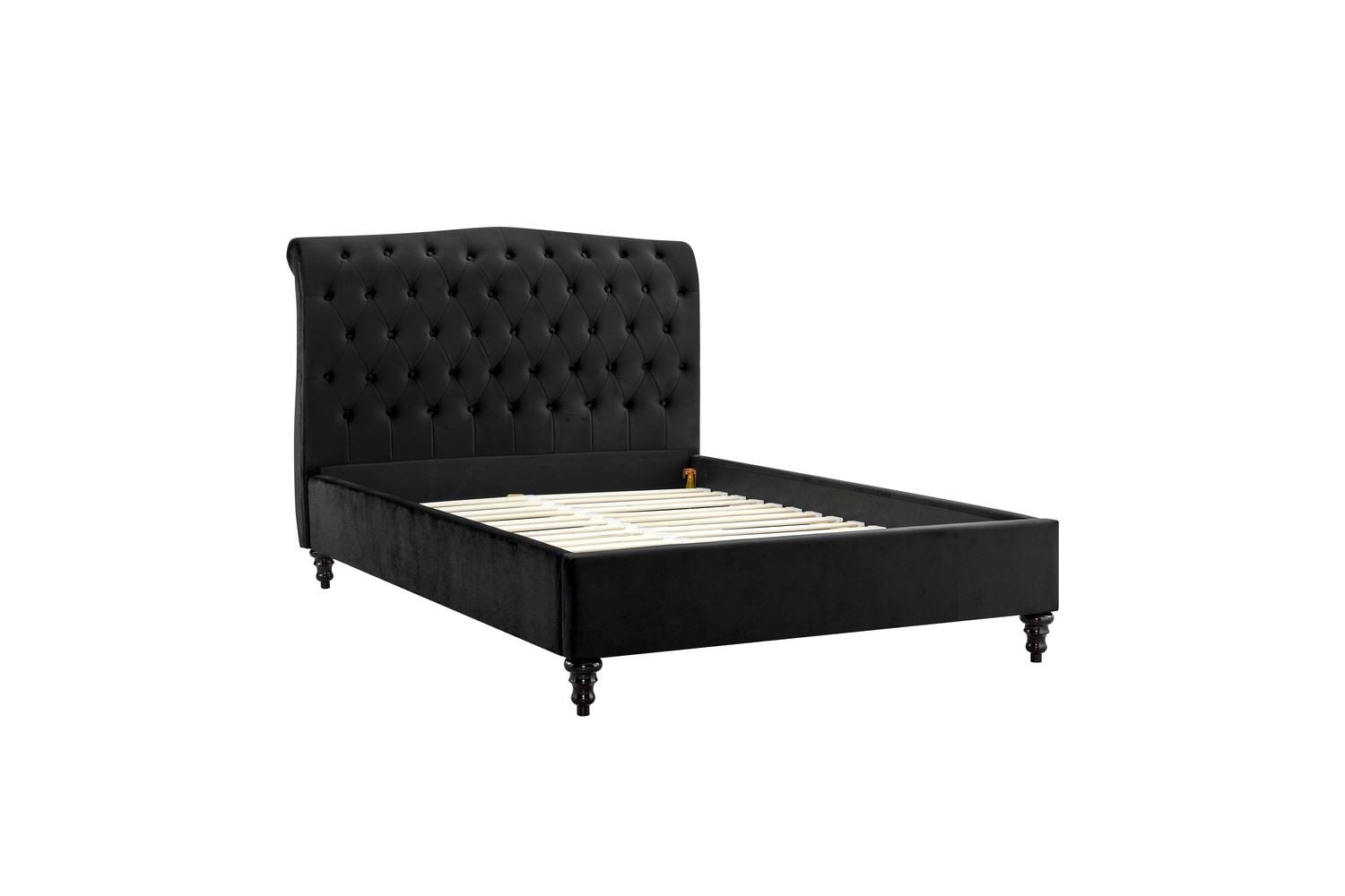 Rosa Bed Frame Double Black Velvet