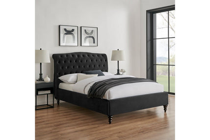 Rosa Bed Frame Double Black Velvet