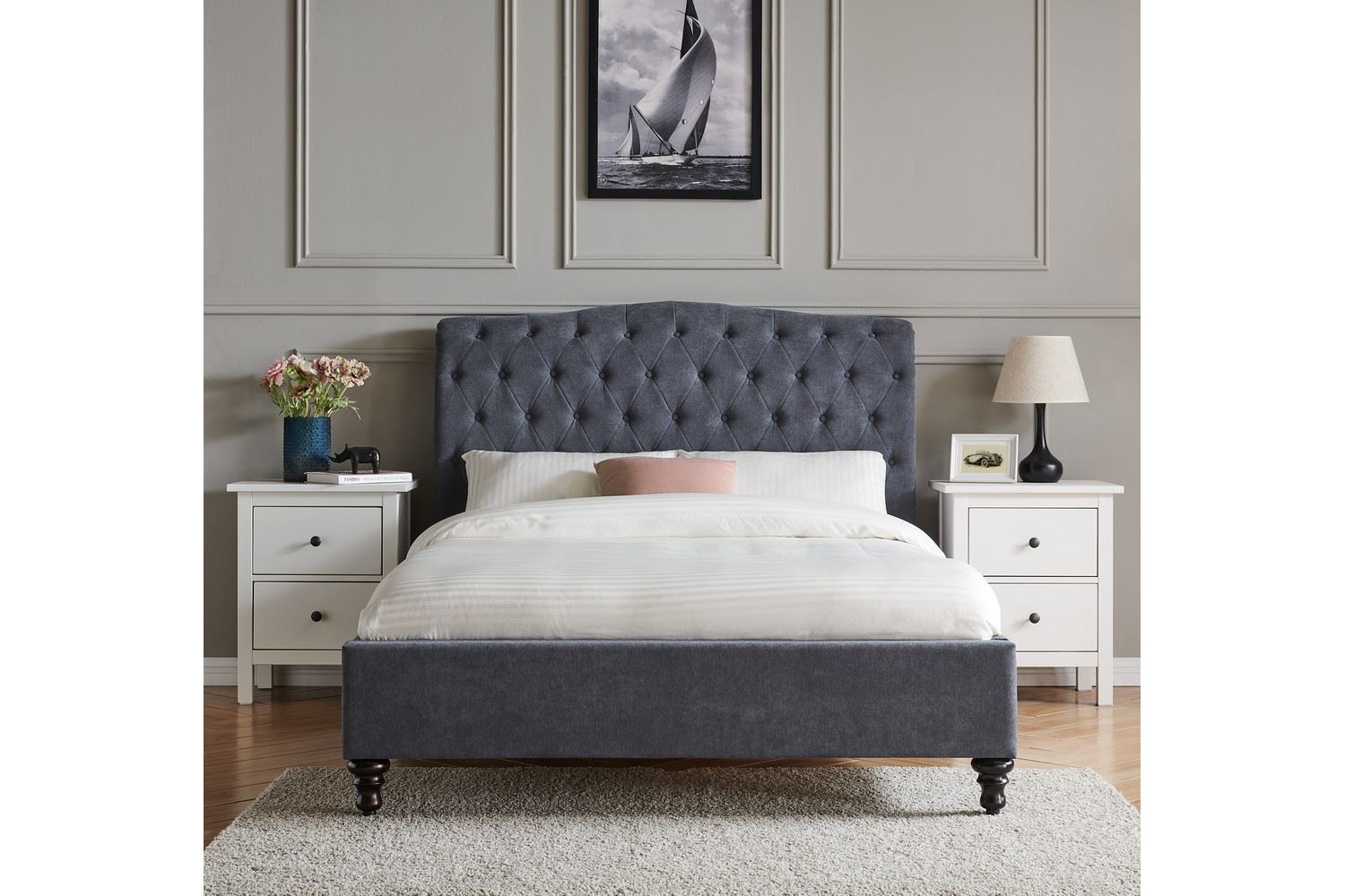 Rosa Bed Frame Double Dark Grey