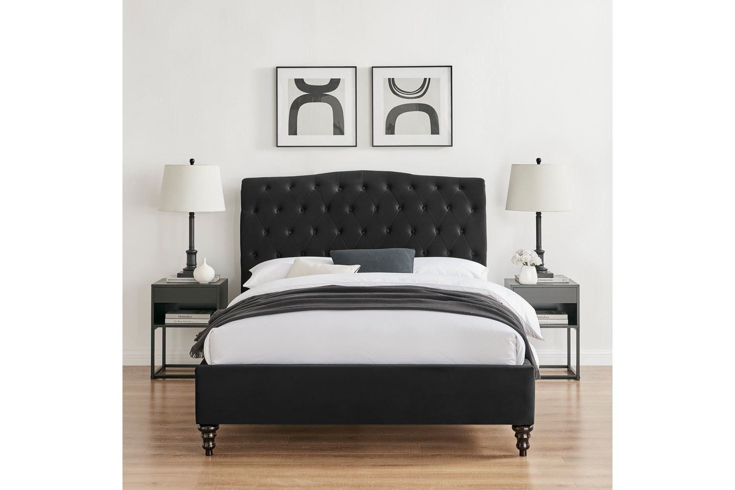 Rosa Bed Frame King Black Velvet