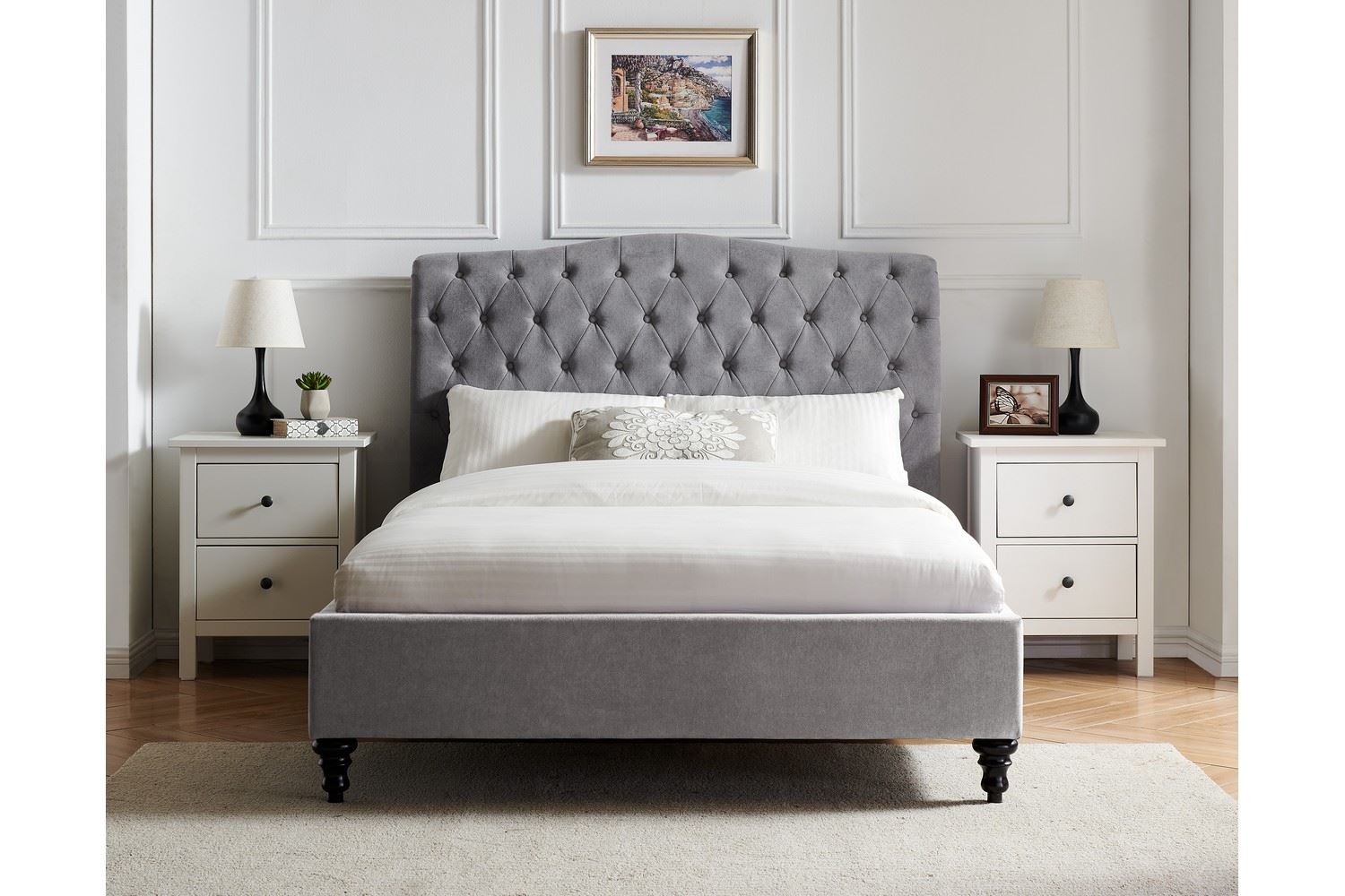 Rosa Bed Frame Single Light Grey