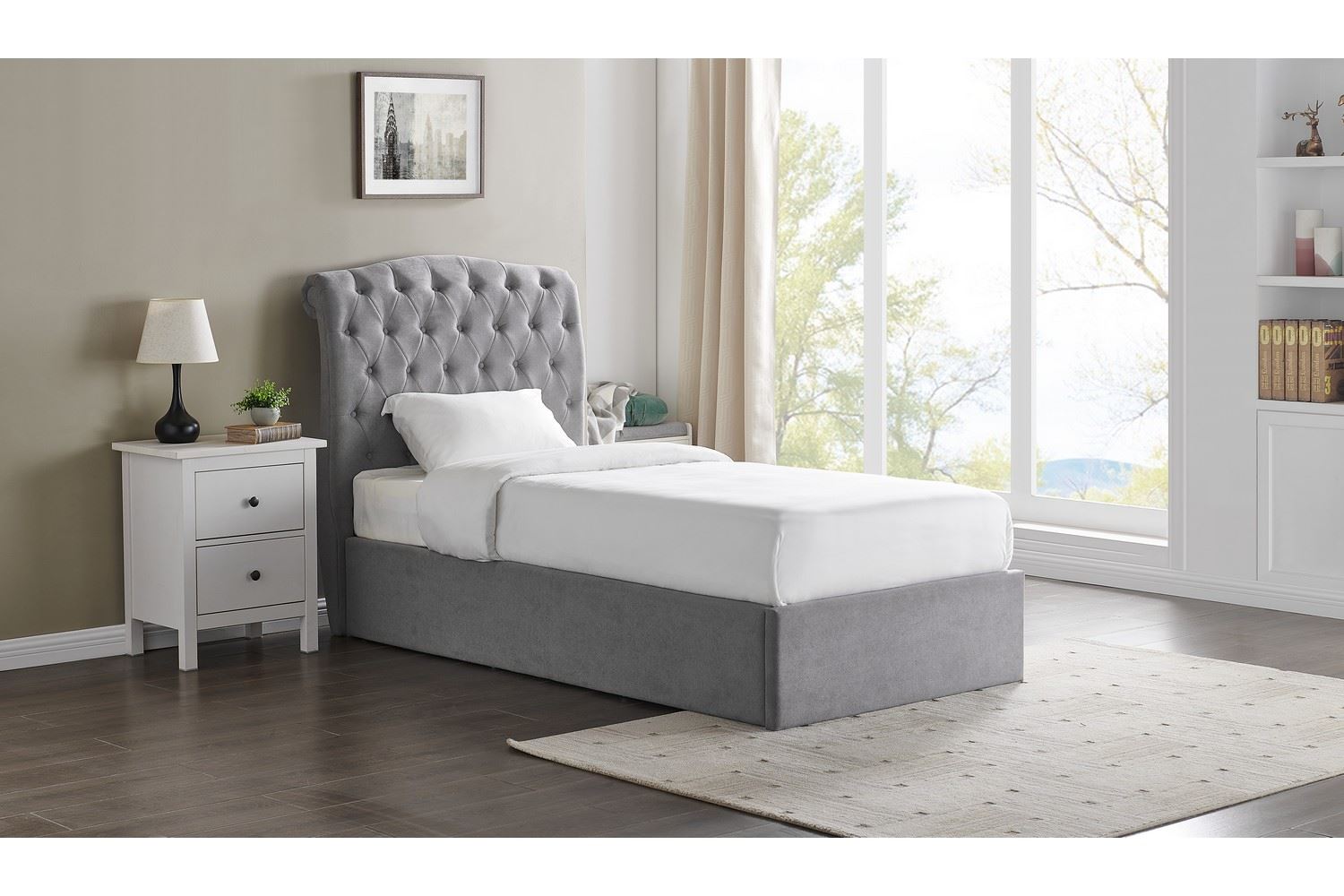 Rosa Storage Bed Frame Double Light Grey