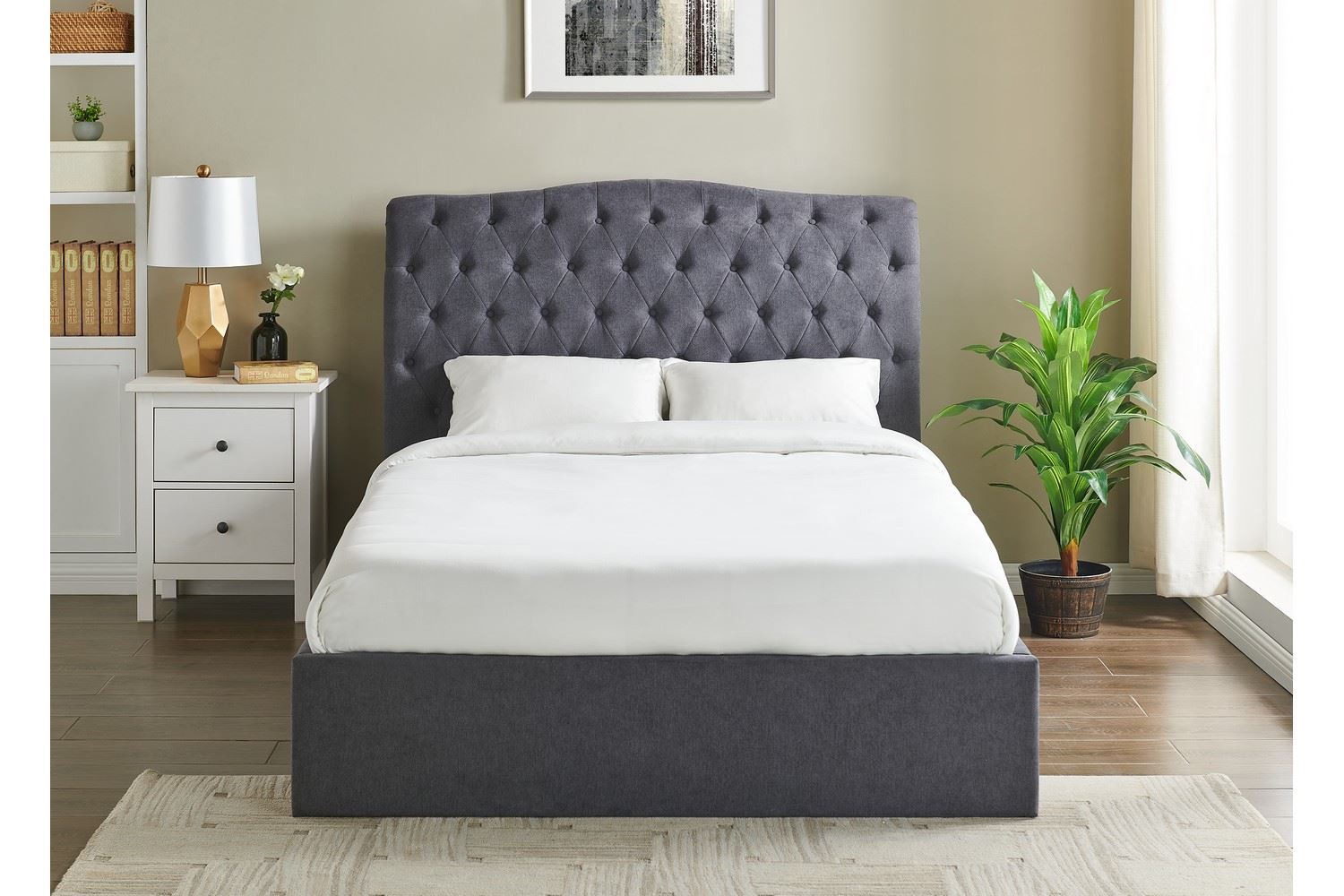 Rosa Storage Bed Frame Single Dark Grey