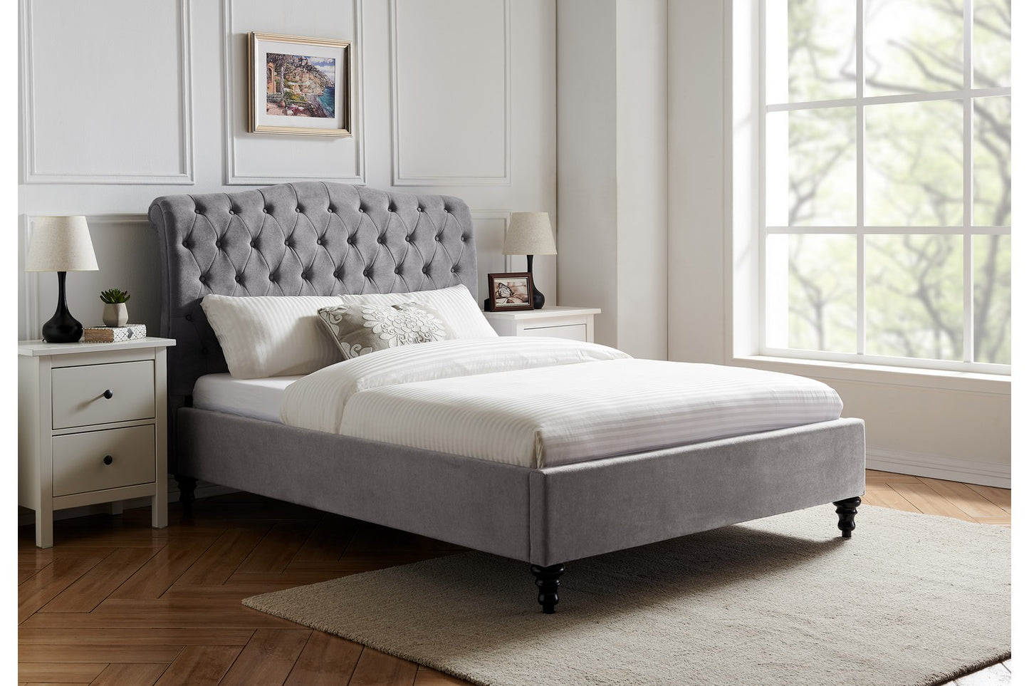 Rosa Bed Frame King Light Grey