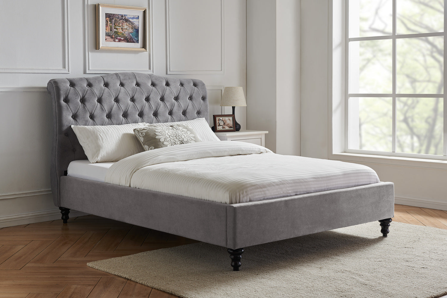 Rosa Bed Frame King Light Grey