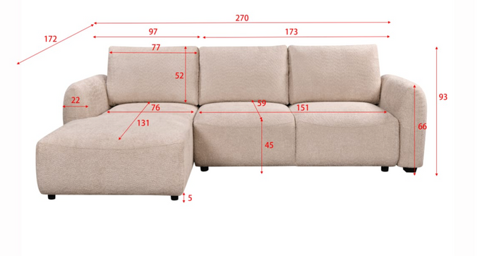Sage Sofa Bed Left Hand Facing Corner Mushroom