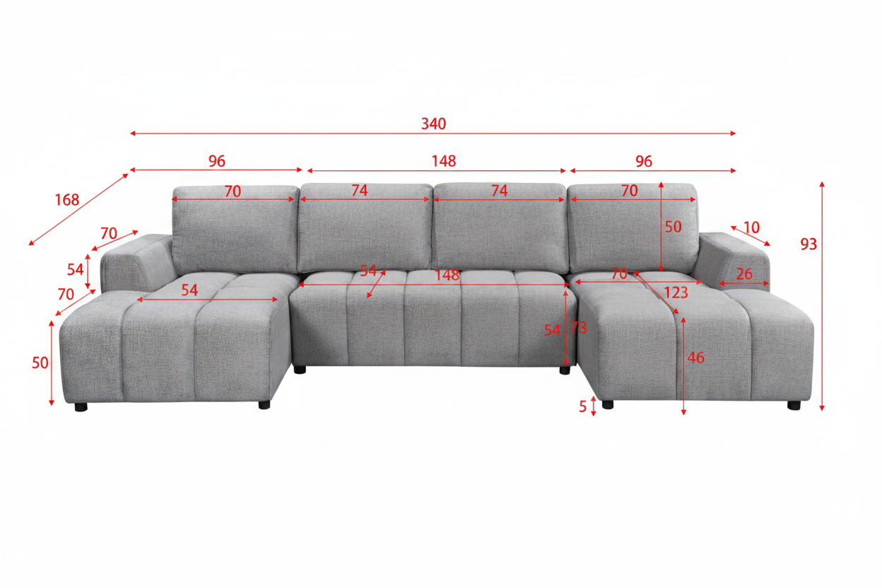 Lora Sofa Bed U Shape Corner Mushroom
