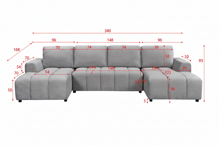 Lora Sofa Bed U Shape Corner Mushroom