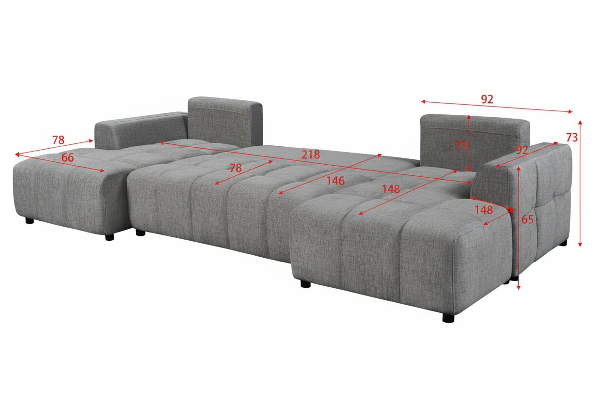 Lora Sofa Bed U Shape Corner Mushroom