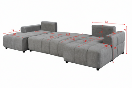 Lora Sofa Bed U Shape Corner Mushroom