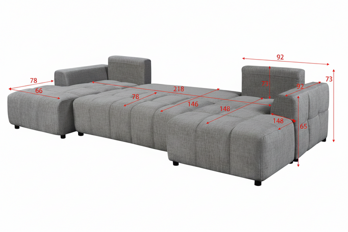 Lora Sofa Bed U Shape Corner Mushroom