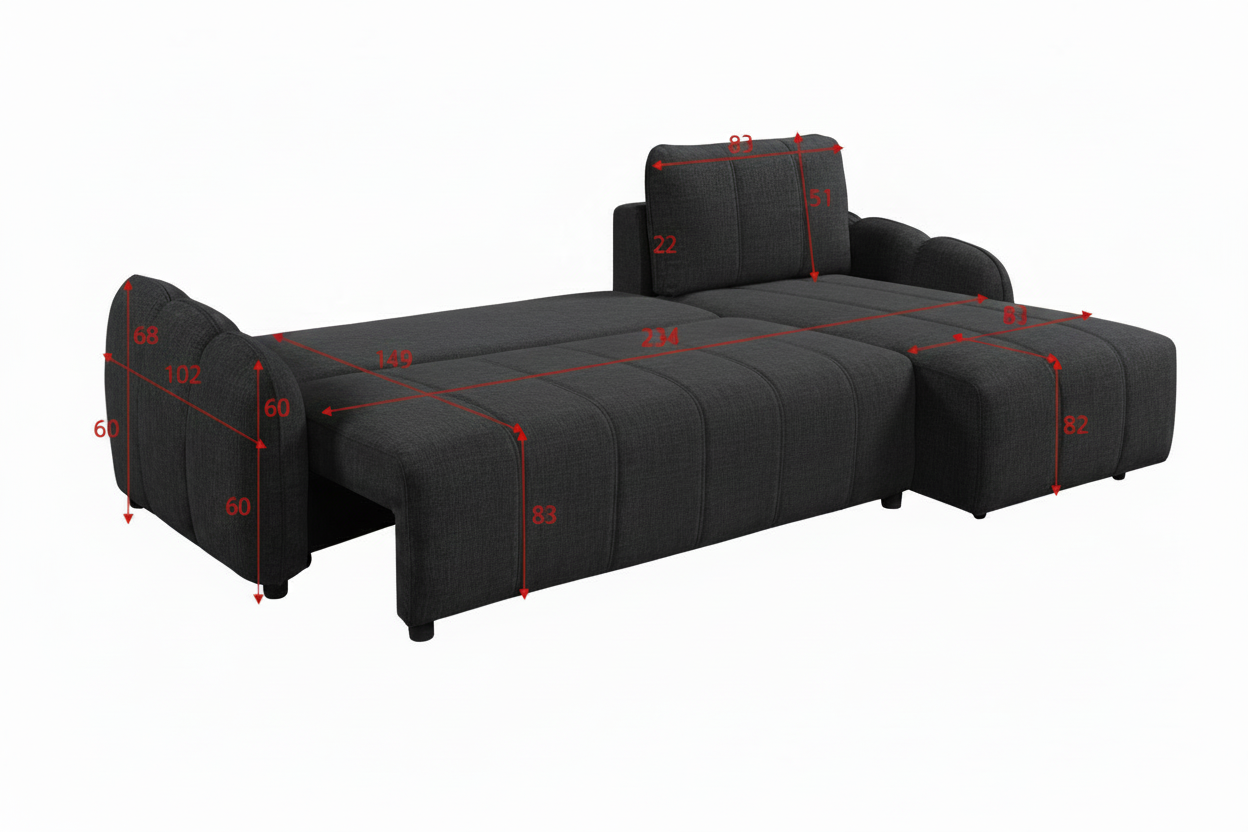 Evara Sofa Bed Universal Corner Beige