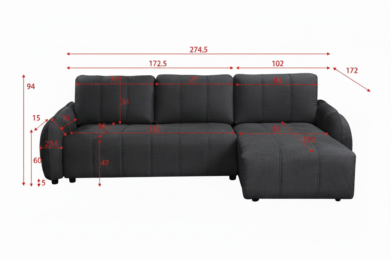 Evara Sofa Bed Universal Corner Beige
